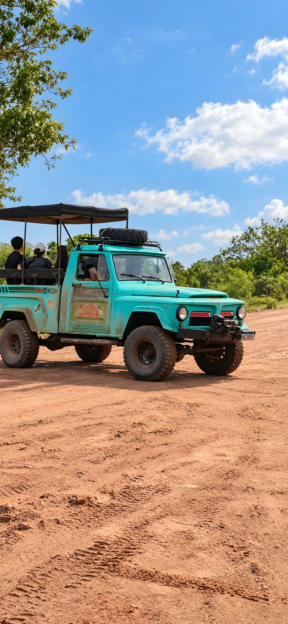 Safari vehicle on a dirt road